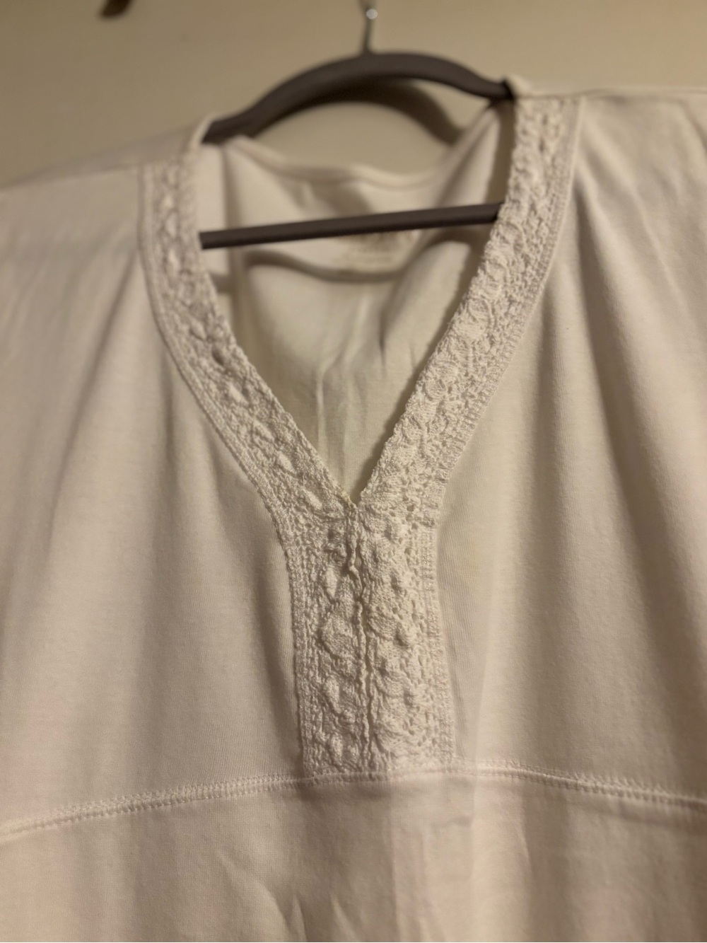 Women's Cream Lace-Trim Sleep Top